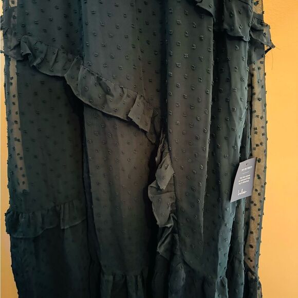 Lulu's Green Asymmetrical Ruffled Wrap Dress - Picture 7 of 9